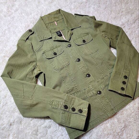 Jag Jeans Green Button-Up Denim Jean Utility Jacket Y2K - Picture 3 of 5